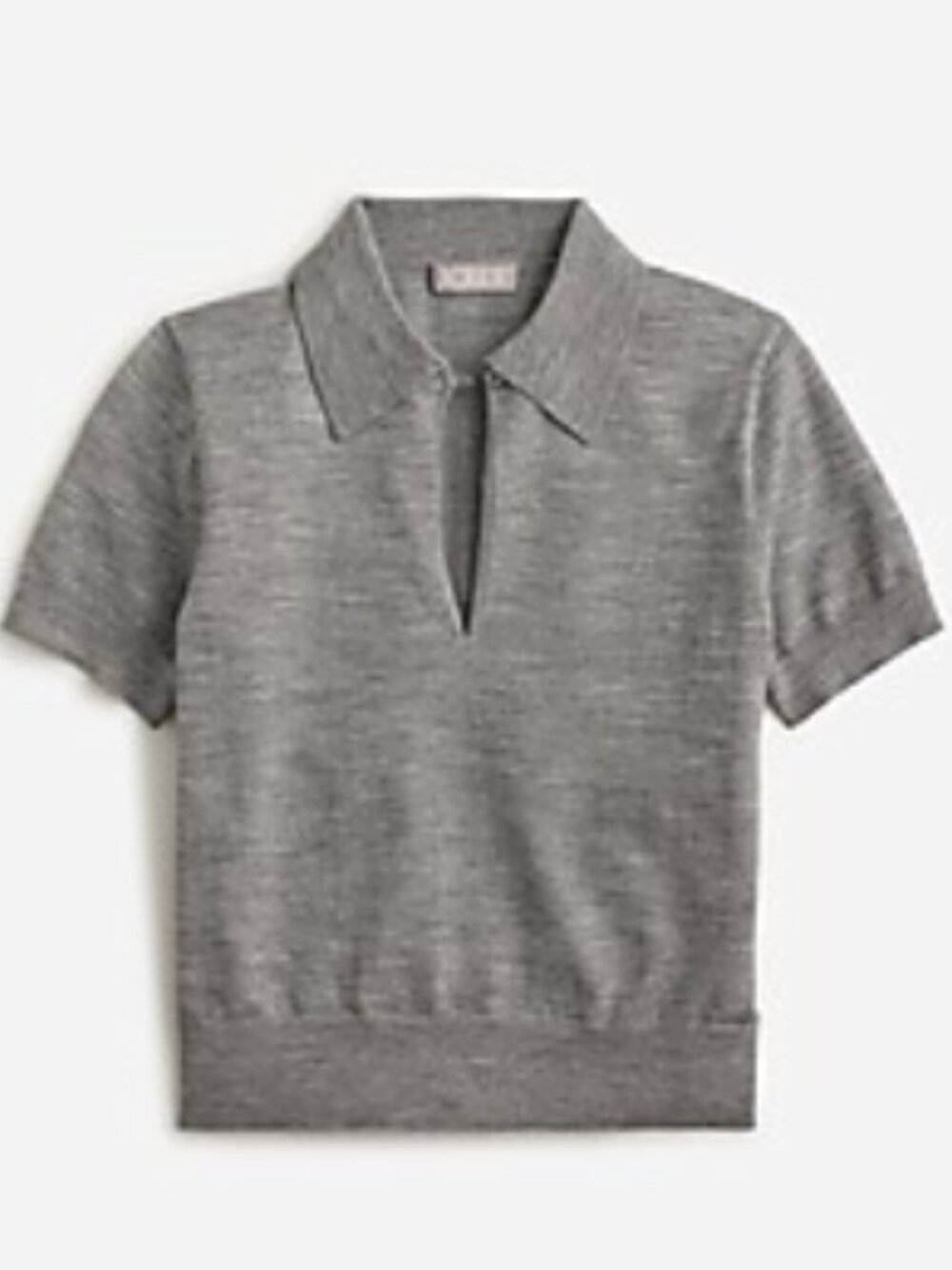 J. Crew Gray Polo Collar Short Sleeve Keyhole Sweater Merino Wool Blend XXS
